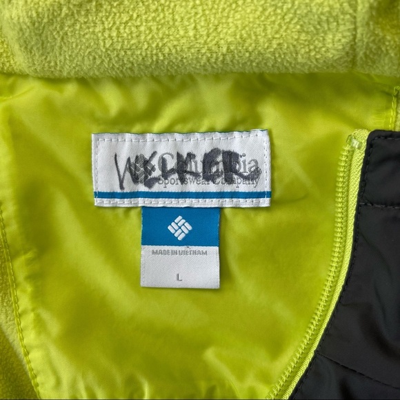 Columbia Junior Boys Gray with Neon Yellow fleece lining windbreaker jacket L - Picture 6 of 13